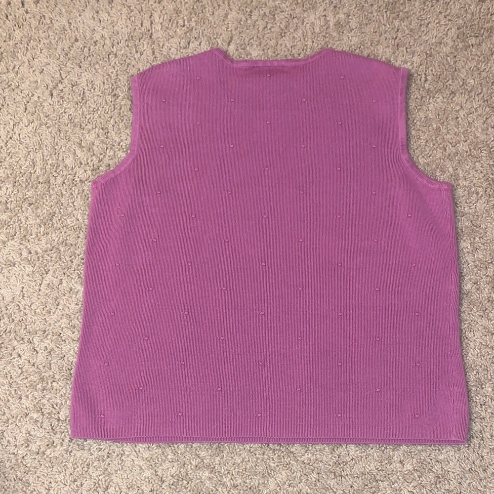 Women’s Talbots Lilac Purple Sleeveless Knit Dotted Cropped Sweater Vest Medium - Picture 7 of 8